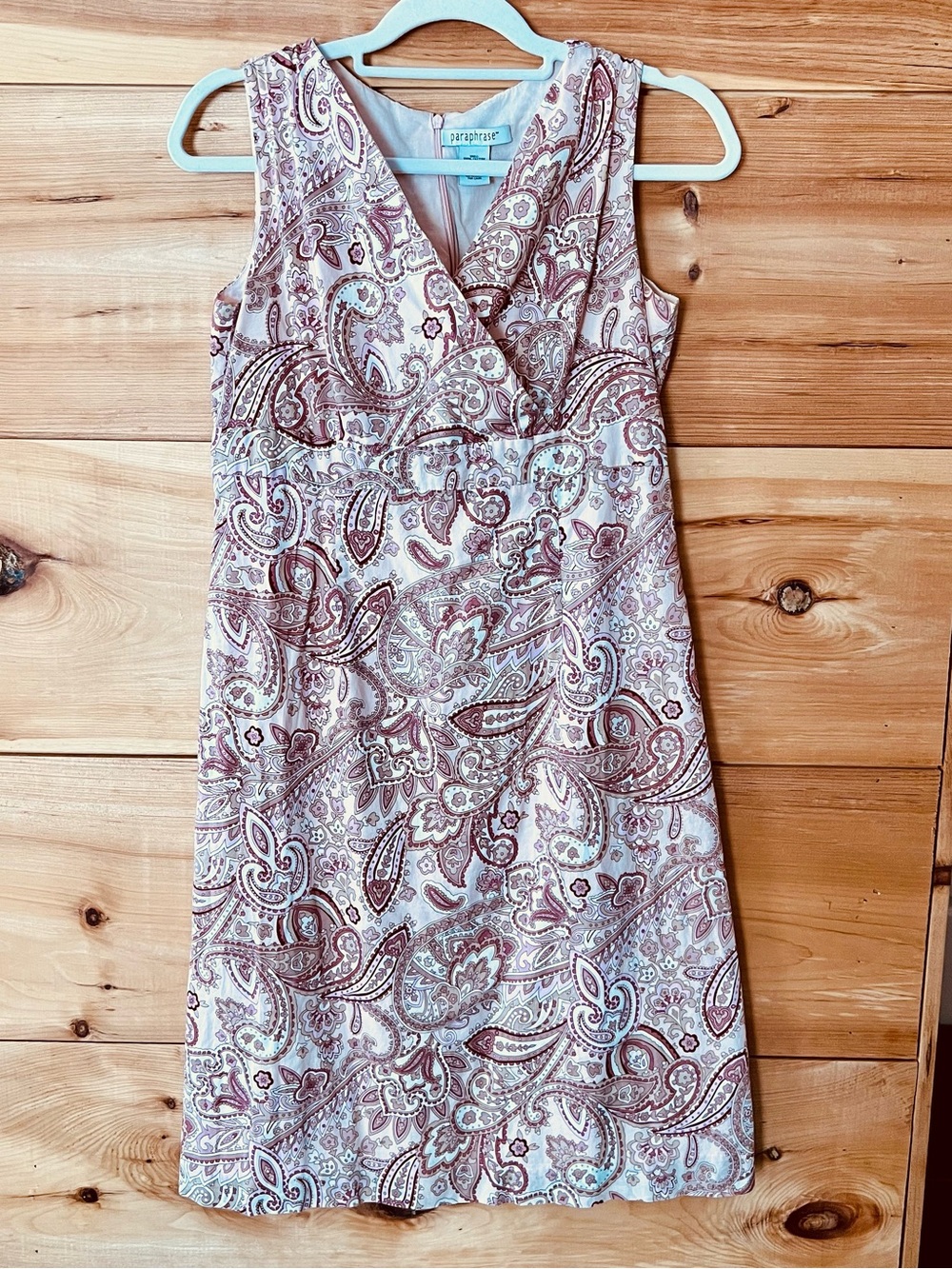 Paraphrase Pink Paisley V-Neck Sleeveless Cotton Midi Dress Summer Feminine